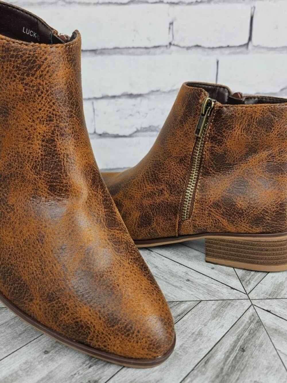 Brown Ankle Booties Zip Up Womens 7 Boho Classic Rustic Hippie Retro Kaptene